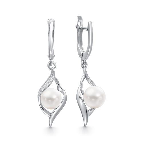 Серьги длинные Zlato,  серебро 925 проба, вставка жемчуг (Zlato, Россия)