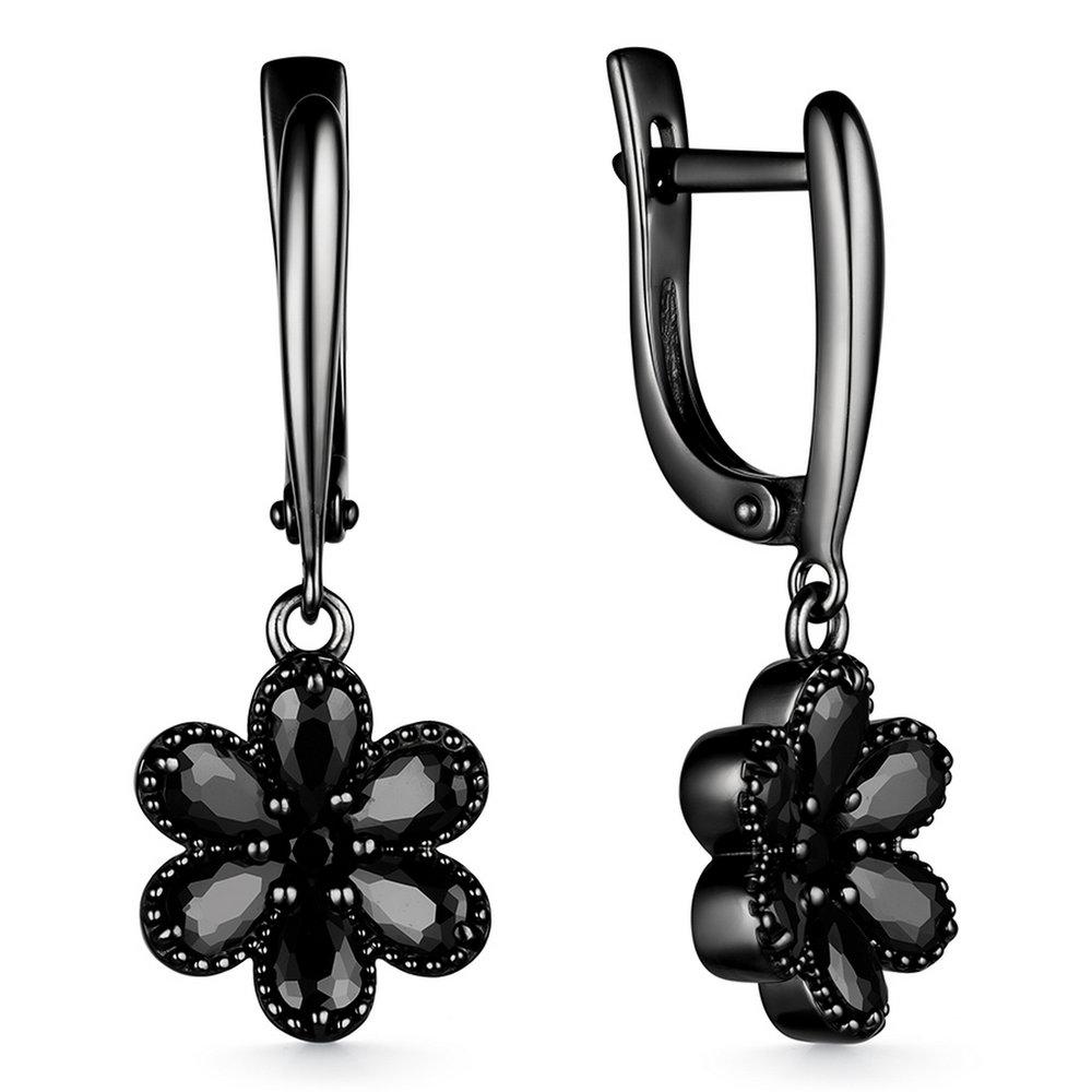 Серьги длинные,  серебро 925 проба, вставка фианит (Россия)