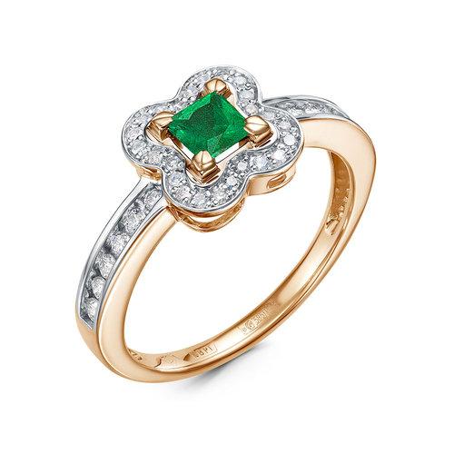 Кольцо декоративное RoseGrace, красное золото 585 проба, вставка бриллиант/изумруд (RoseGrace, Россия)