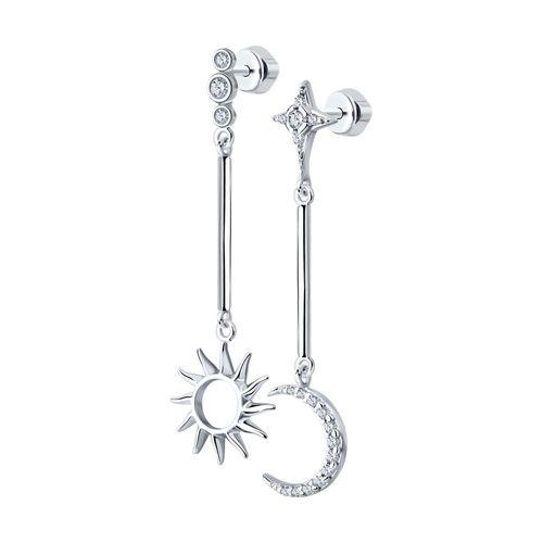 Серьги пусеты SOKOLOV,  серебро 925 проба, вставка фианит (SOKOLOV, Россия)