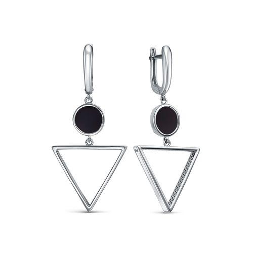 Серьги длинные Berger,  серебро 925 проба, вставка оникс