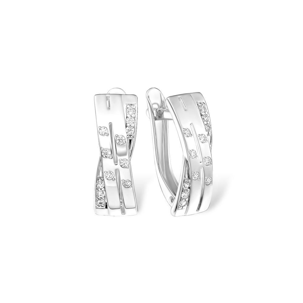 Серьги с английским замком 7 Карат, белое серебро 925 проба, вставка фианит (7 Карат, Беларусь)