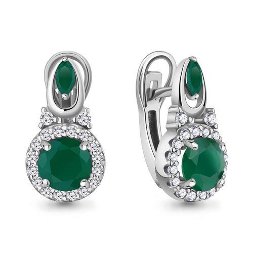 Серьги с английским замком Aquamarine,  серебро 925 проба, вставка фианит (Aquamarine, Россия)