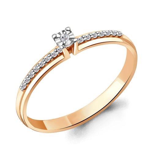 Кольцо помолвочное Aquamarine, красное золото 585 проба, вставка бриллиант (Aquamarine, Россия)