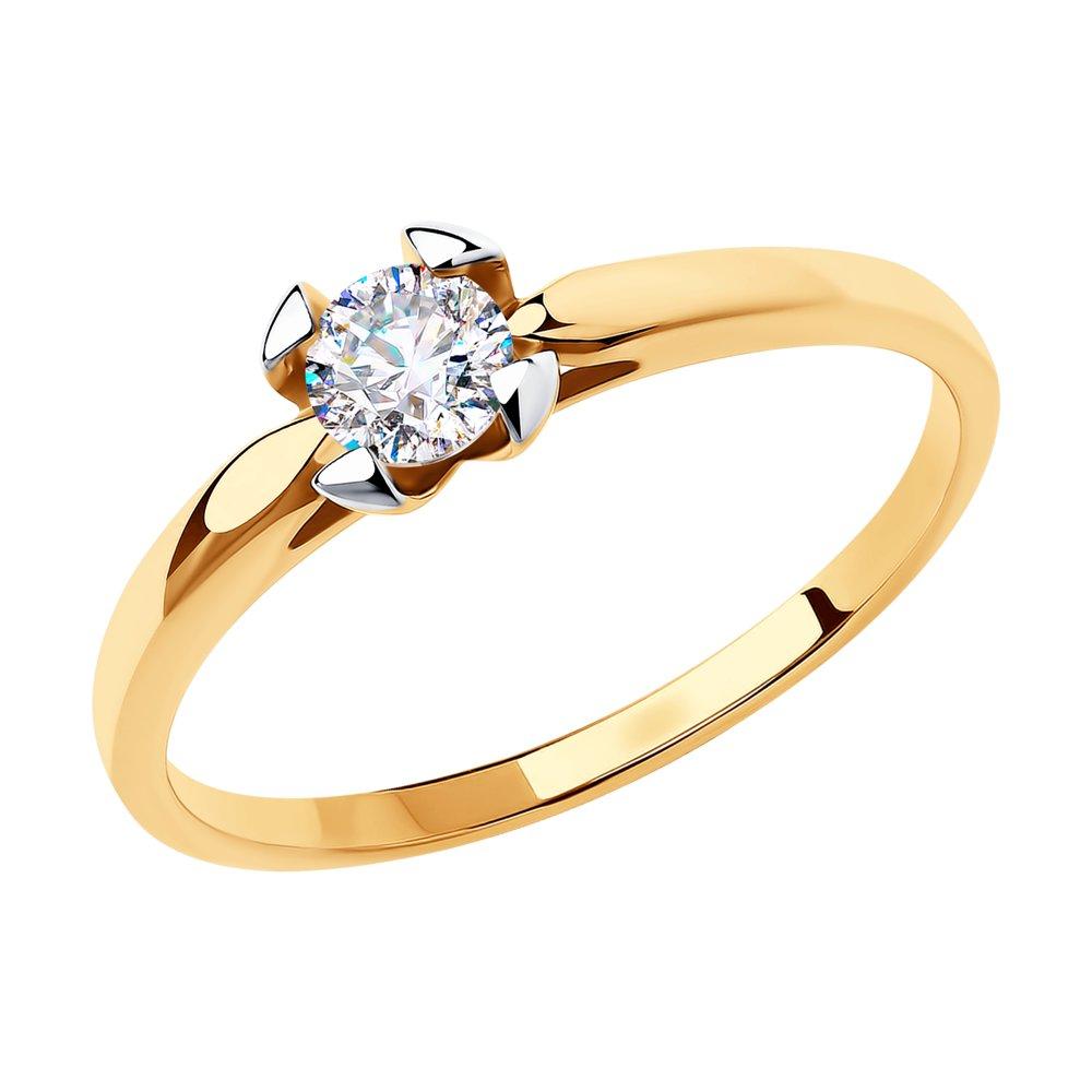 Кольцо помолвочное Diamant, красное золото 585 проба, вставка фианит (Diamant, Россия)