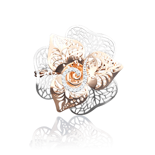 Брошь Platina Jewelry, красное золото 585 проба