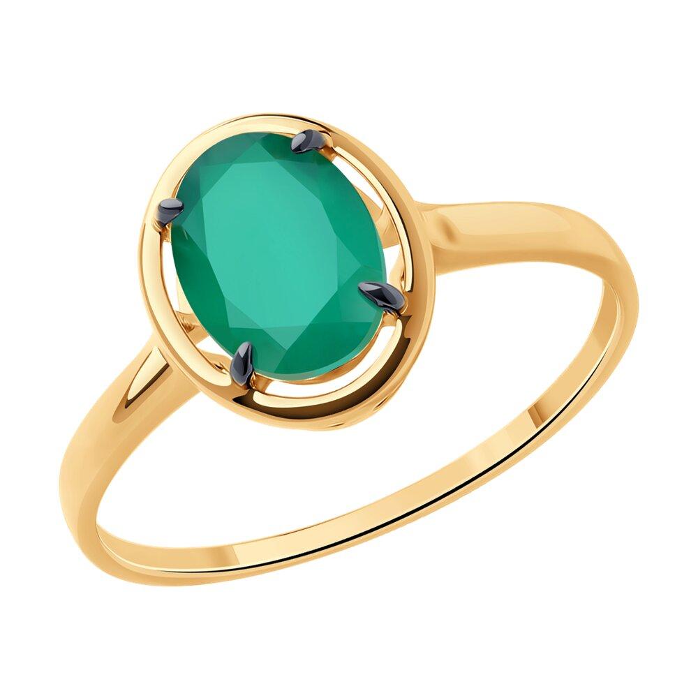 Кольцо декоративное, красное золото 585 проба, вставка агат (Россия)