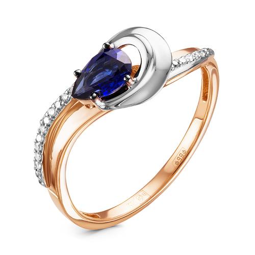 Кольцо декоративное Diamond Union, красное золото 585 проба, вставка бриллиант/сапфир (Diamond Union, Россия)