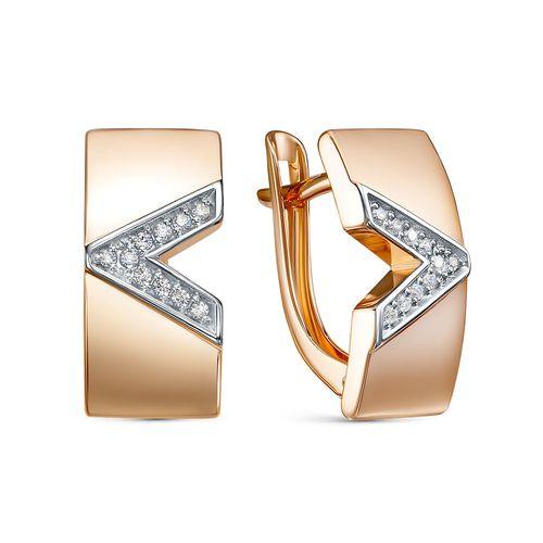 Серьги с английским замком 7 Карат, красное золото 585 проба, вставка фианит (7 Карат, Беларусь)