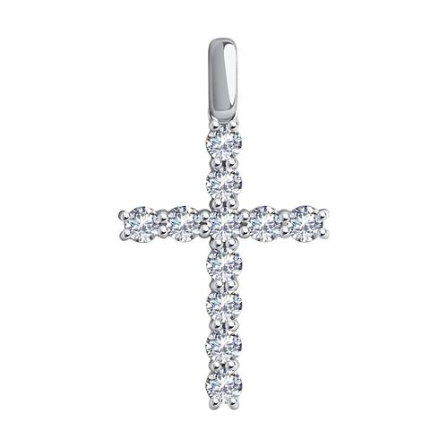 Подвеска крестик Sokolov и Diamant, белое золото 585 проба, вставка фианит (Sokolov и Diamant, Россия)