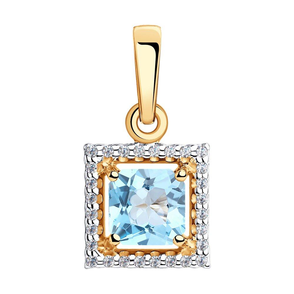 Подвеска декоративная, красное золото 585 проба, вставка фианит/топаз (Россия)