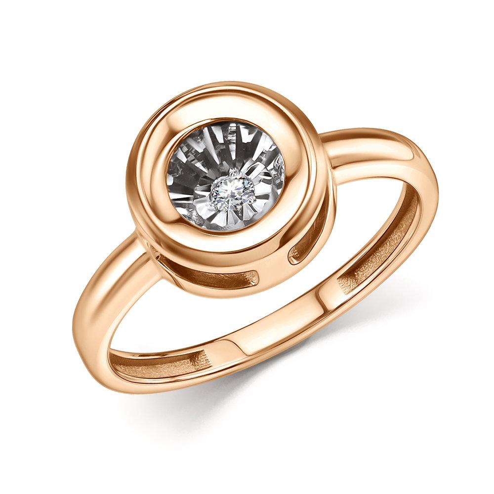 Кольцо декоративное Grigoriev, красное золото 585 проба, вставка бриллиант