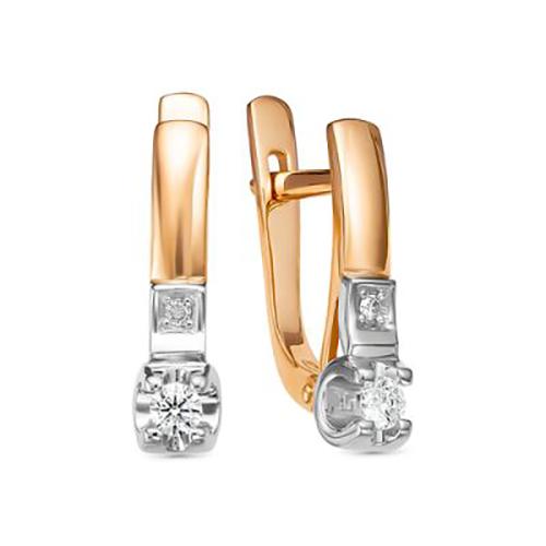 Серьги с английским замком RoseGrace, красное золото 585 проба, вставка бриллиант (RoseGrace, Россия)