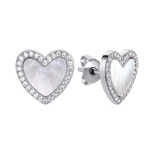 Серьги пусеты Fresh Jewellery, белое серебро 925 проба, вставка перламутр