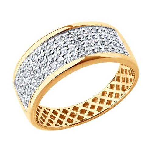 Кольцо декоративное Sokolov и Diamant, красное золото 585 проба, вставка фианит