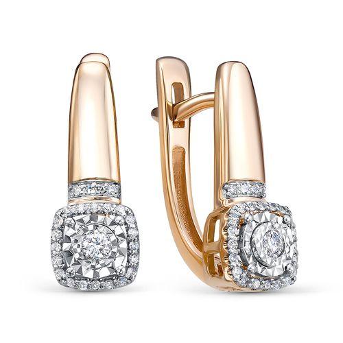 Серьги с английским замком RoseGrace, красное золото 585 проба, вставка бриллиант (RoseGrace, Россия)