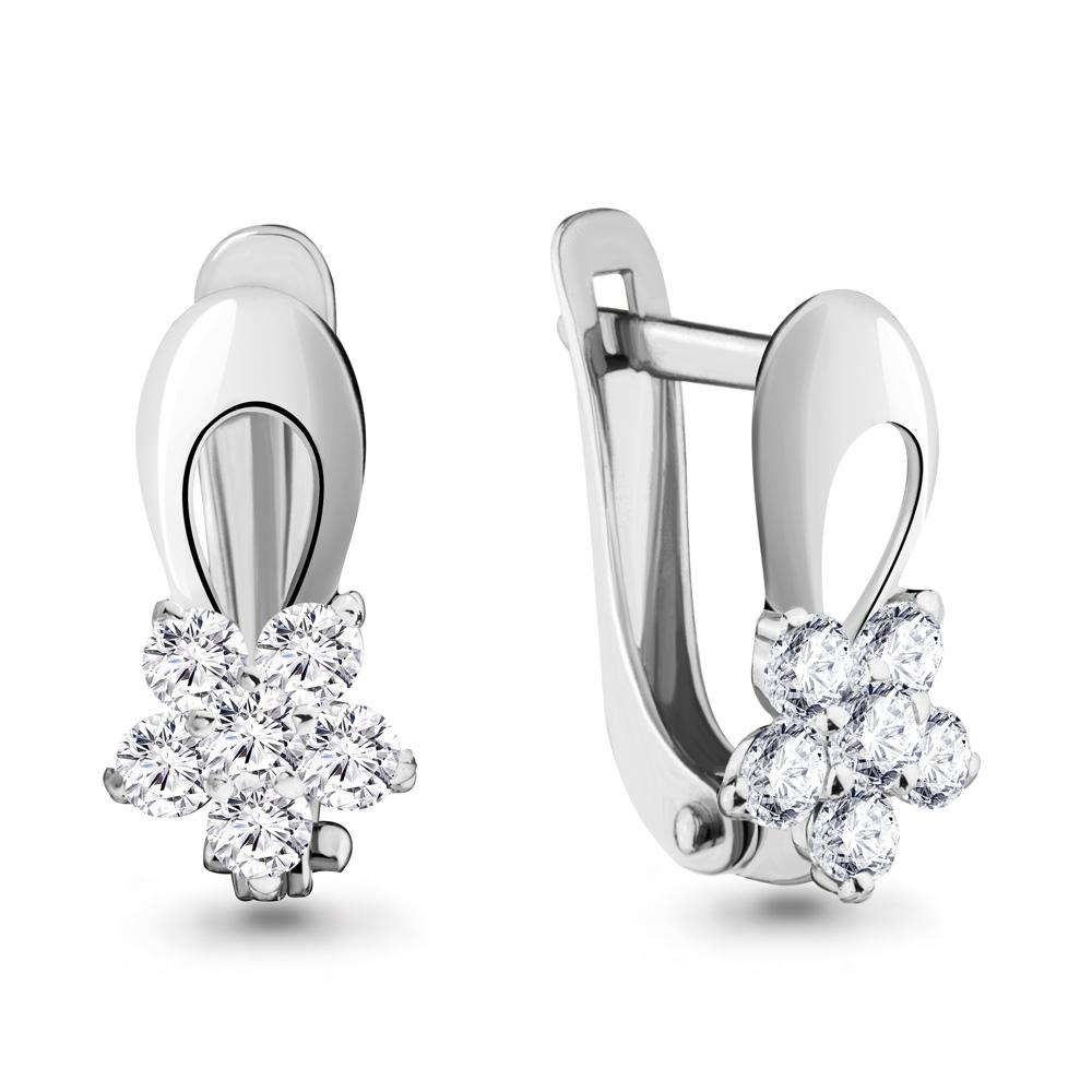 Серьги с английским замком Aquamarine,  серебро 925 проба, вставка фианит (Aquamarine, Россия)