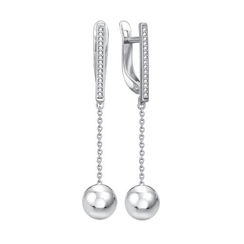 Серьги длинные BIRYUZA,  серебро 925 проба, вставка цирконий (BIRYUZA, Россия)