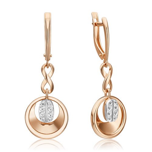Серьги длинные Platina Jewellery, красное золото 585 проба, вставка топаз