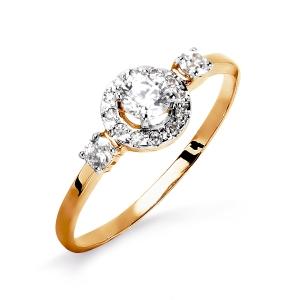 Кольцо помолвочное Karatov, красное золото 585 проба, вставка фианит (Karatov, Россия)