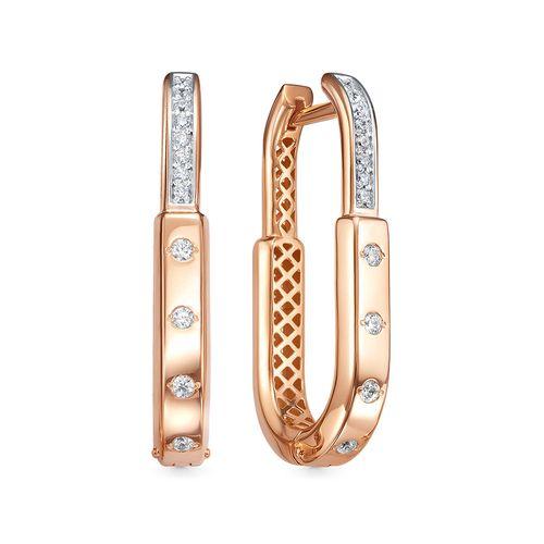 Серьги длинные Berger, красное золото 585 проба, вставка фианит