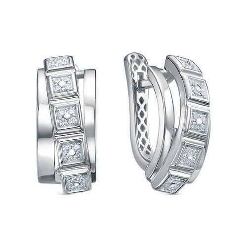 Серьги с английским замком DELTA,  серебро 925 проба, вставка фианит (DELTA, Россия)