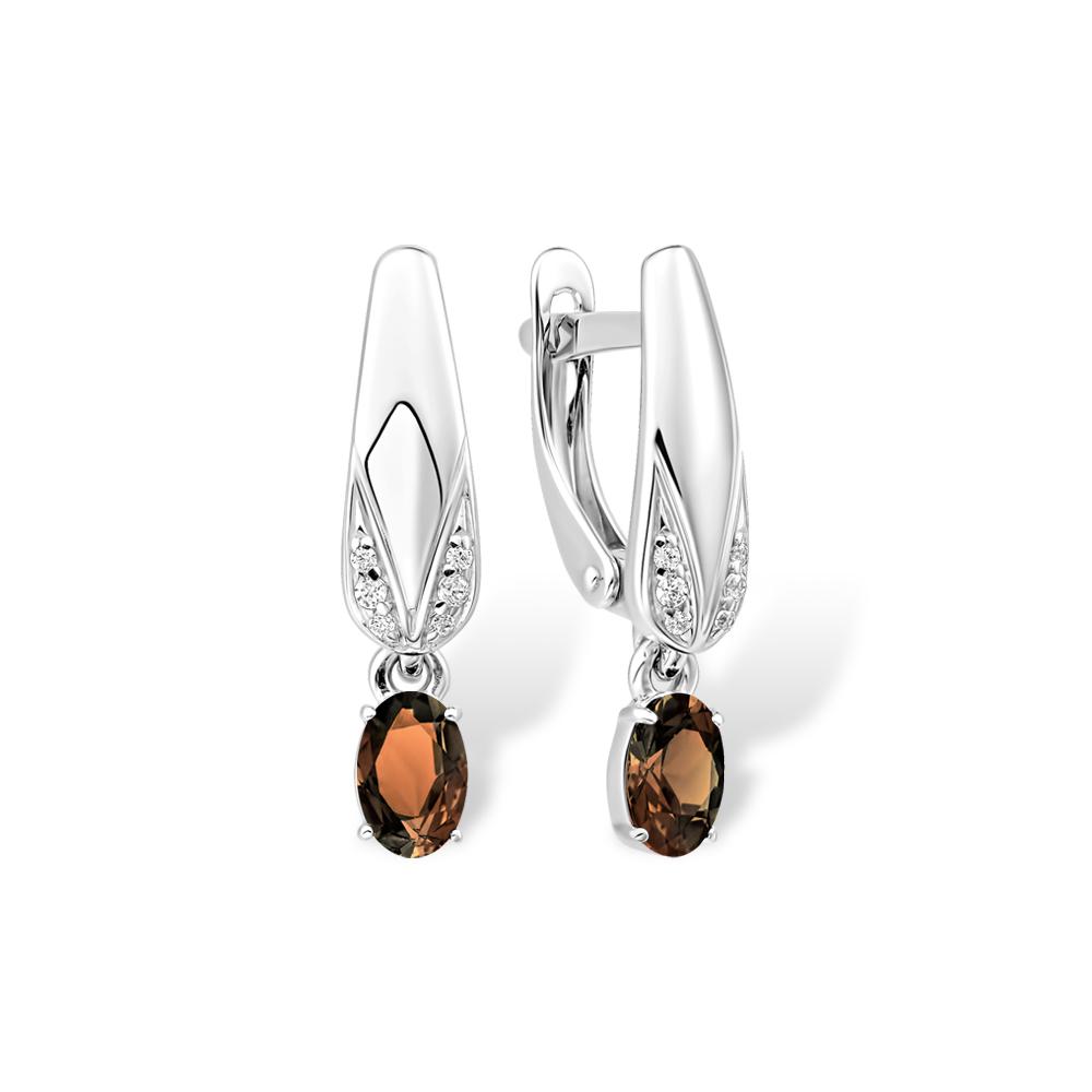 Серьги длинные Efremov,  серебро 925 проба, вставка раухтопаз (Efremov, Россия)