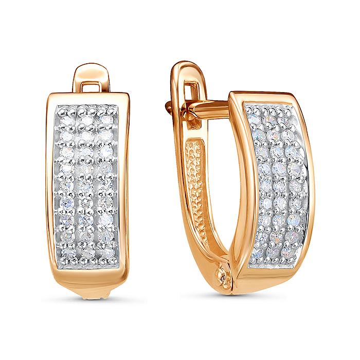 Серьги с английским замком 7 Карат, красное золото 585 проба, вставка бриллиант (7 Карат, Беларусь)