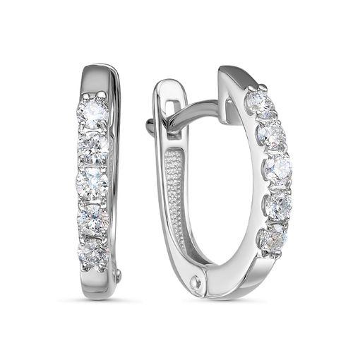 Серьги с английским замком 7 Карат, белое золото 585 проба, вставка бриллиант (7 Карат, Беларусь)