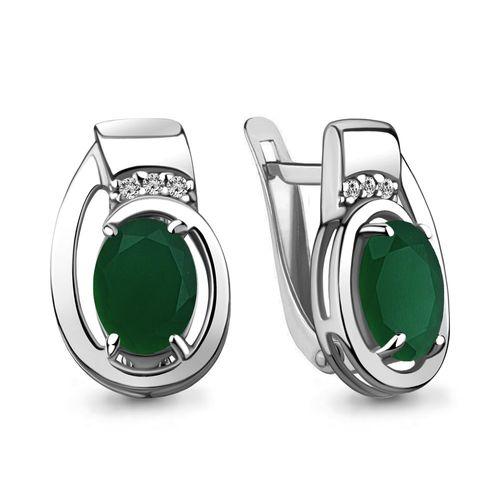 Серьги с английским замком Aquamarine,  серебро 925 проба, вставка фианит (Aquamarine, Россия)