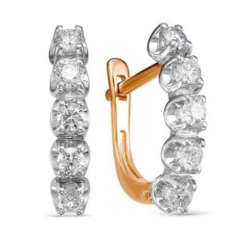 Серьги с английским замком RoseGrace, красное золото 585 проба, вставка бриллиант (RoseGrace, Россия)