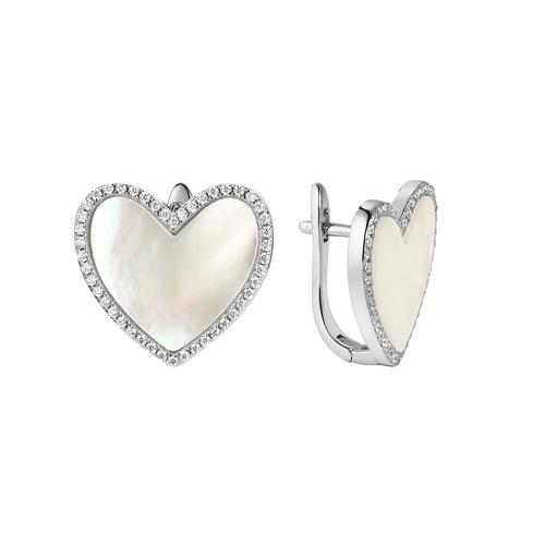 Серьги с английским замком Fresh Jewellery, белое серебро 925 проба, вставка перламутр (Fresh Jewellery, Россия)
