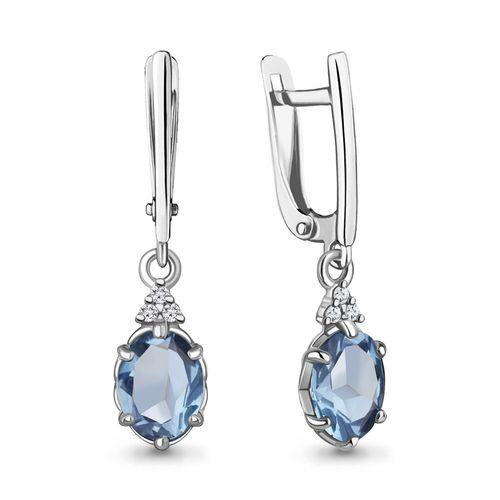 Серьги длинные Aquamarine,  серебро 925 проба, вставка фианит