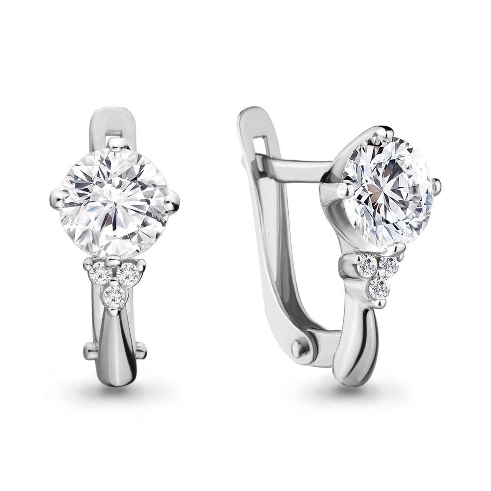 Серьги с английским замком Aquamarine,  серебро 925 проба, вставка фианит (Aquamarine, Россия)