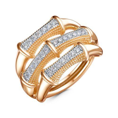 Кольцо декоративное Иллада, красное золото 585 проба, вставка фианит (Иллада, Россия)