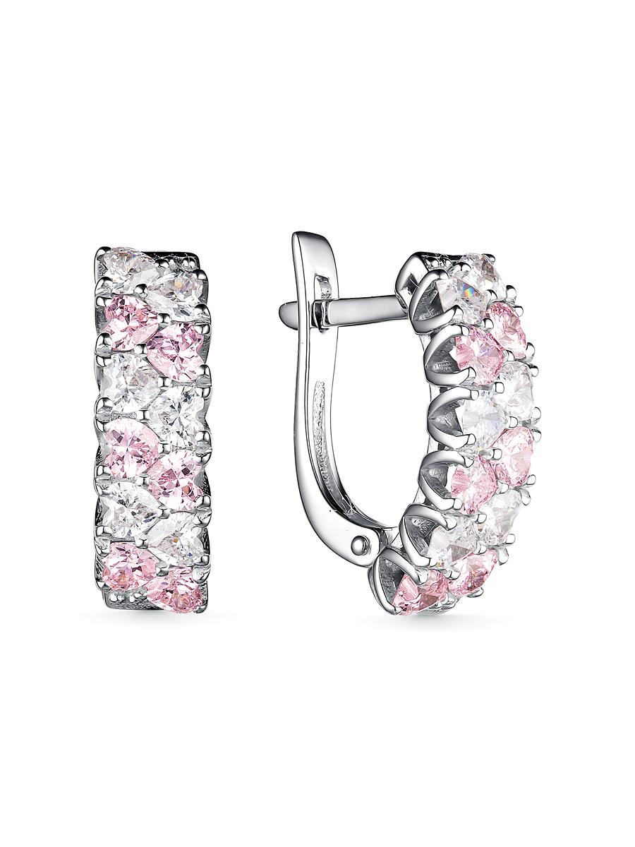 Серьги с английским замком,  серебро 925 проба, вставка фианит (Россия)