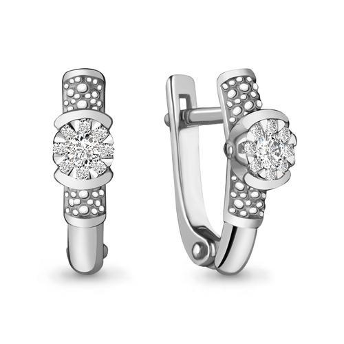 Серьги с английским замком Aquamarine, белое золото 585 проба, вставка бриллиант (Aquamarine, Россия)