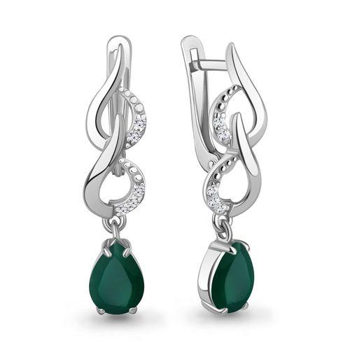 Серьги длинные Aquamarine,  серебро 925 проба, вставка фианит (Aquamarine, Россия)