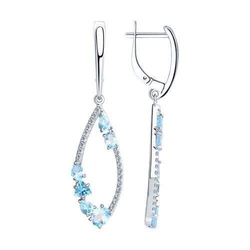 Серьги длинные Sokolov и Diamant,  серебро 925 проба, вставка топаз (Sokolov и Diamant, Россия)