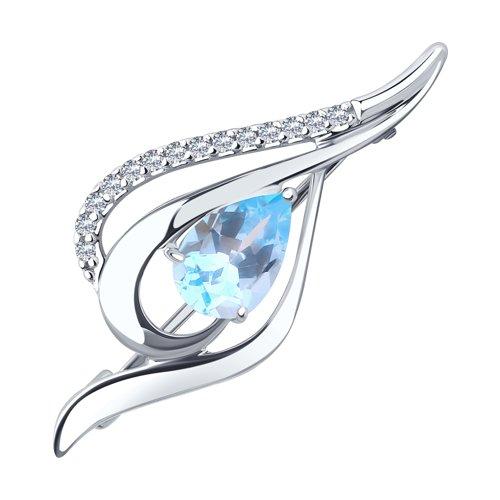 Брошь Sokolov и Diamant,  серебро 925 проба