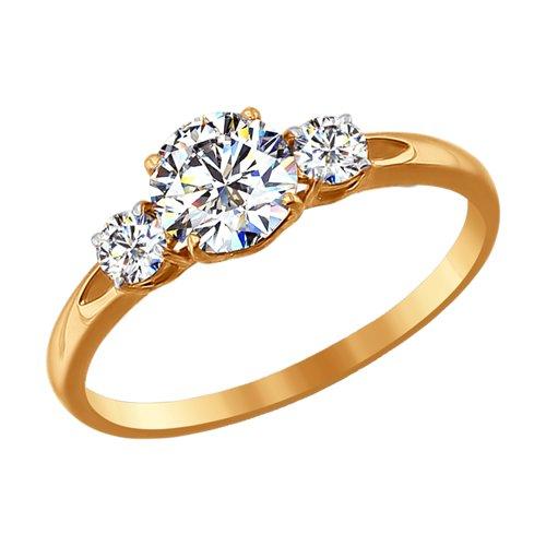 Кольцо декоративное SOKOLOV, красное золото 375 проба, вставка фианит (SOKOLOV, Россия)