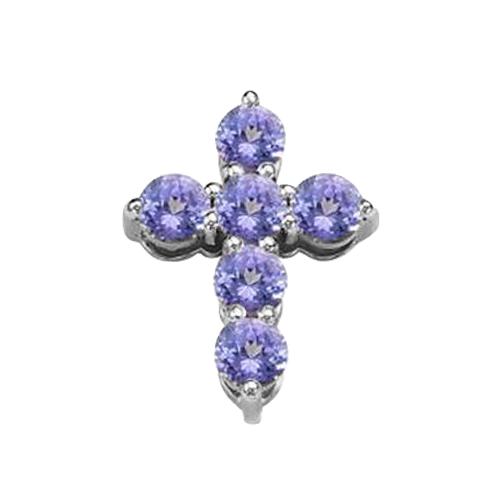 Подвеска крест декоративный RoseGrace, белое золото 585 проба, вставка танзанит (RoseGrace, Россия)