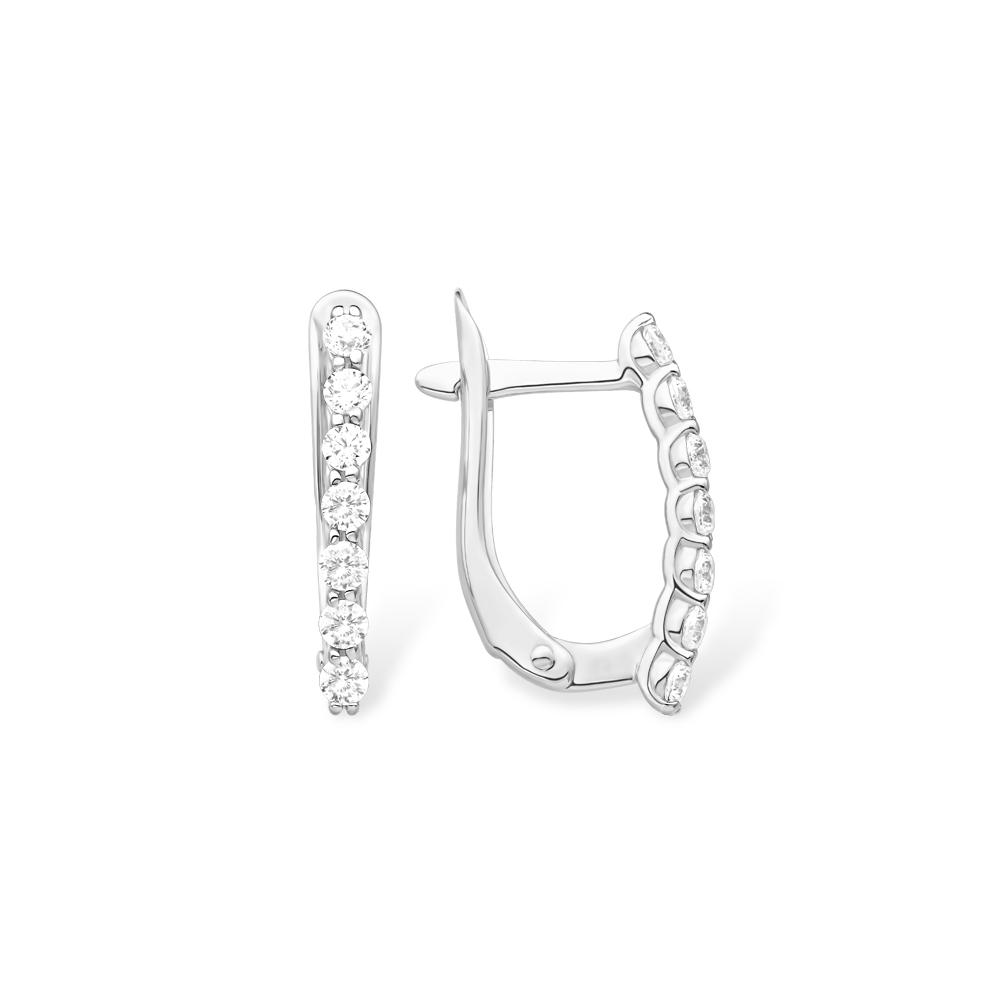 Серьги с английским замком 7 Карат, белое серебро 925 проба, вставка фианит (7 Карат, Беларусь)