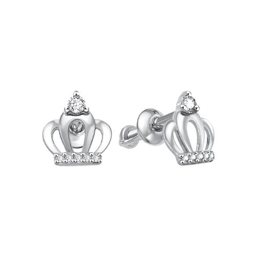 Серьги пусеты BIRYUZA,  серебро 925 проба, вставка цирконий (BIRYUZA, Россия)