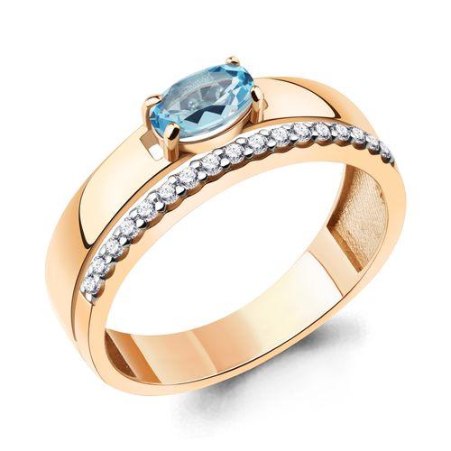 Кольцо декоративное Aquamarine, красное золото 585 проба, вставка фианит (Aquamarine, Россия)