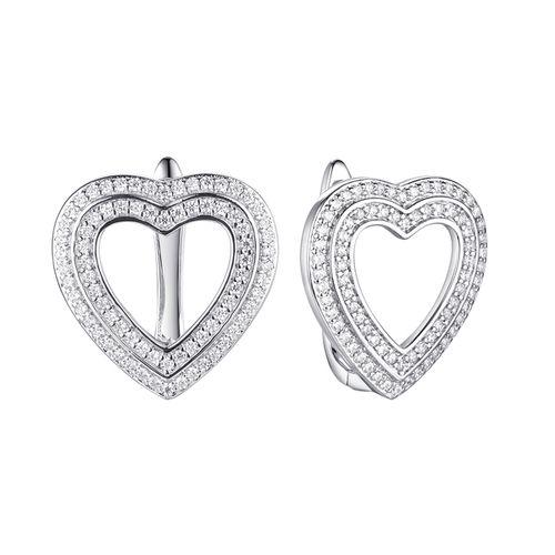 Серьги с английским замком Fresh Jewelry, белое серебро 925 проба, вставка фианит (Fresh Jewelry, Россия)