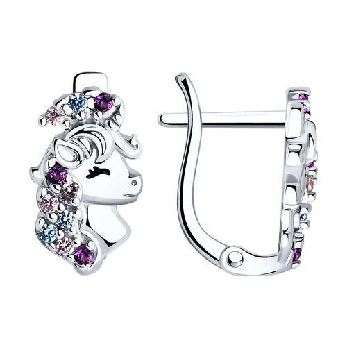 Серьги детские Sokolov и Diamant,  серебро 925 проба, вставка эмаль (Sokolov и Diamant, Россия)