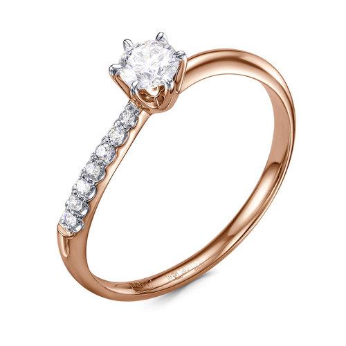 Кольцо помолвочное RoseGrace, красное золото 585 проба, вставка бриллиант
