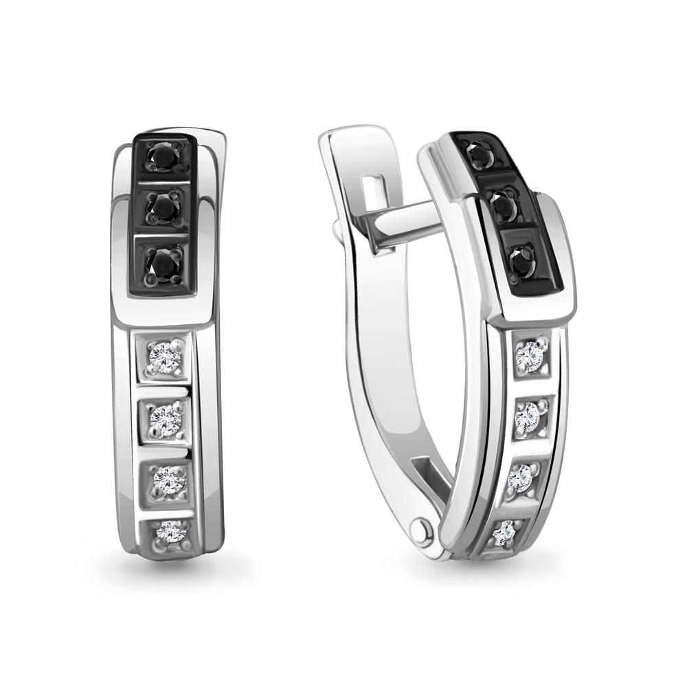 Серьги с английским замком Aquamarine, белое золото 585 проба, вставка бриллиант (Aquamarine, Россия)