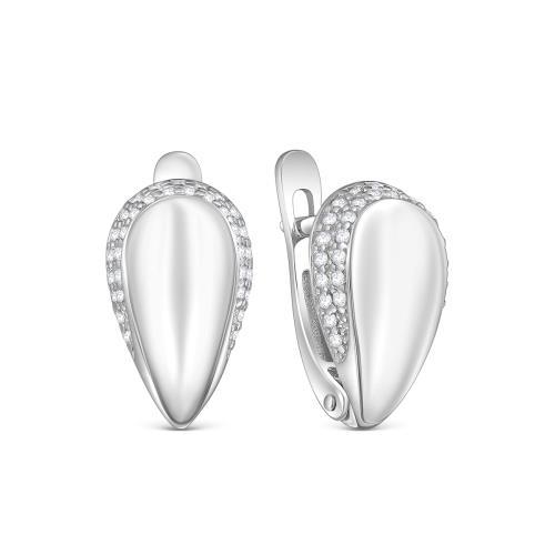 Серьги с английским замком Серебро России,  серебро 925 проба, вставка фианит (Серебро России, Россия)